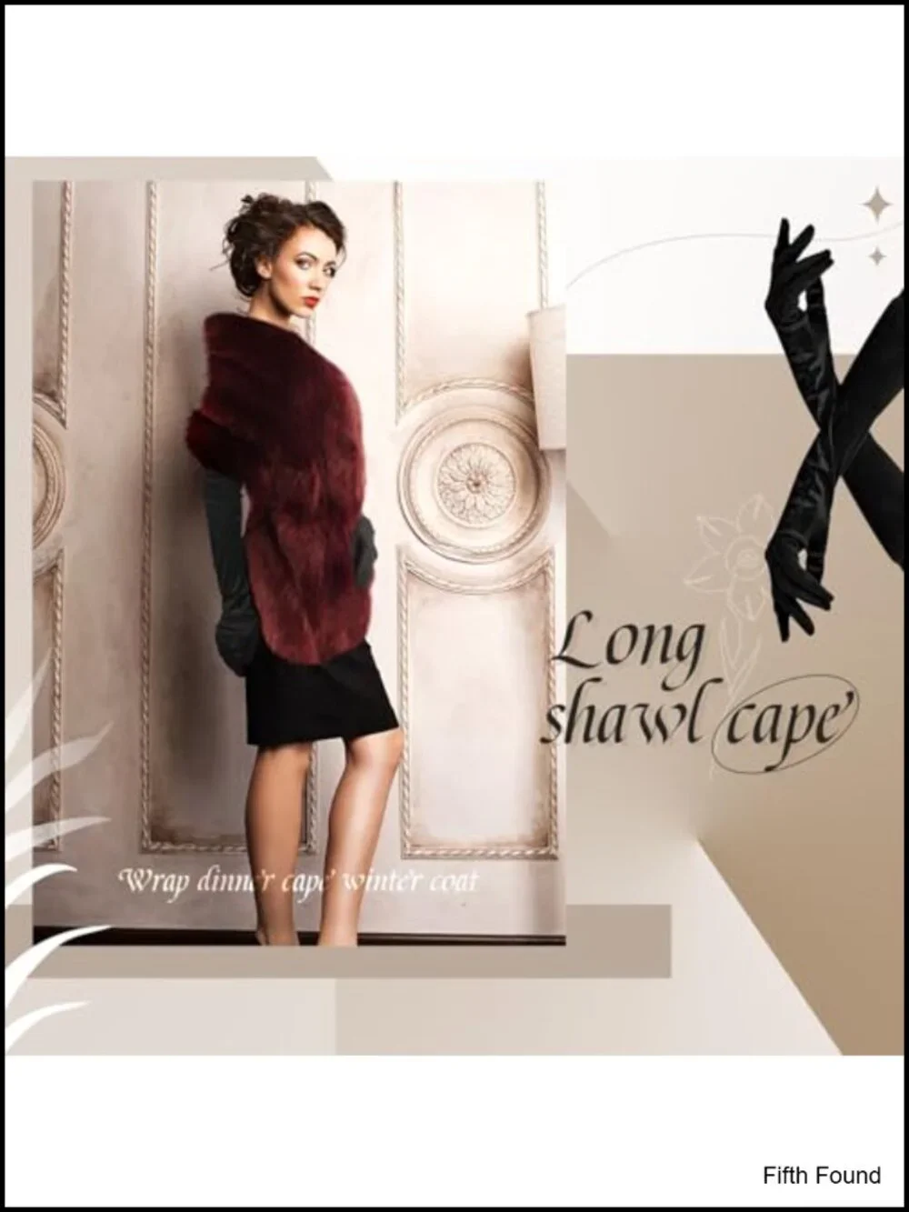Faux Fur Shawl & Opera Gloves Set Wedding Dance Party